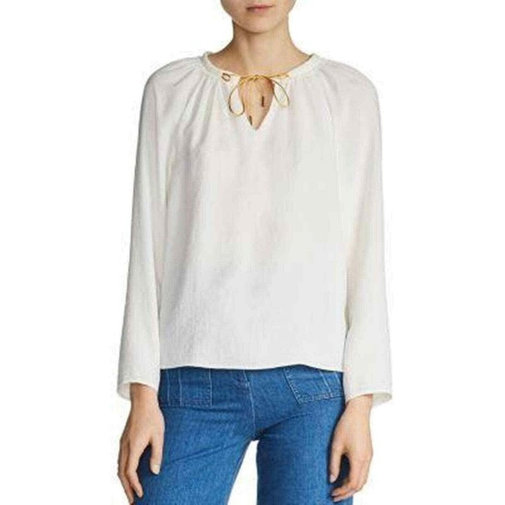 Maje White Blouse with Gold Accents